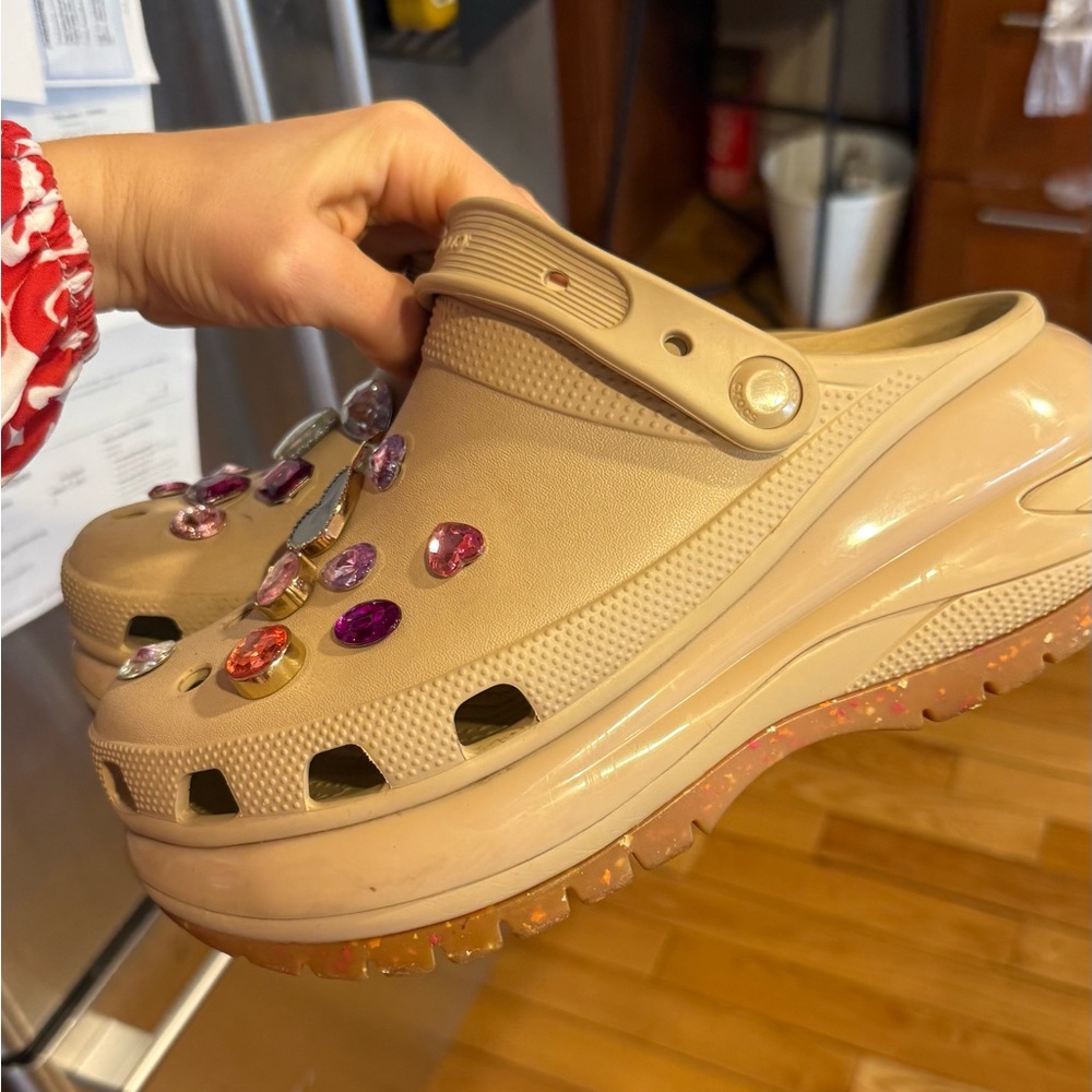 Crocs platform beige size 8